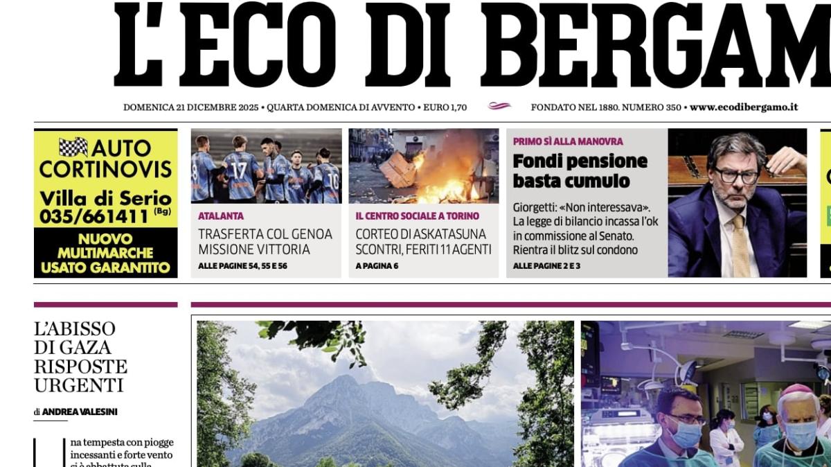 PRIMA PAGINA - L'Eco di Bergamo: "Trasfera col Genoa, missione vittoria"