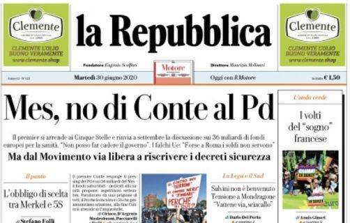 L'apertura de La Repubblica: "MES, no di Conte al Pd"