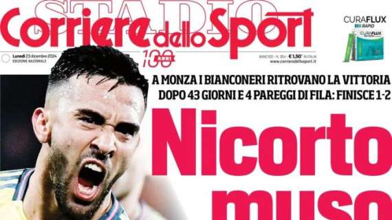 La Juve vince a Monza 2-1, l'apertura del Corriere dello Sport: "Nicorto muso"