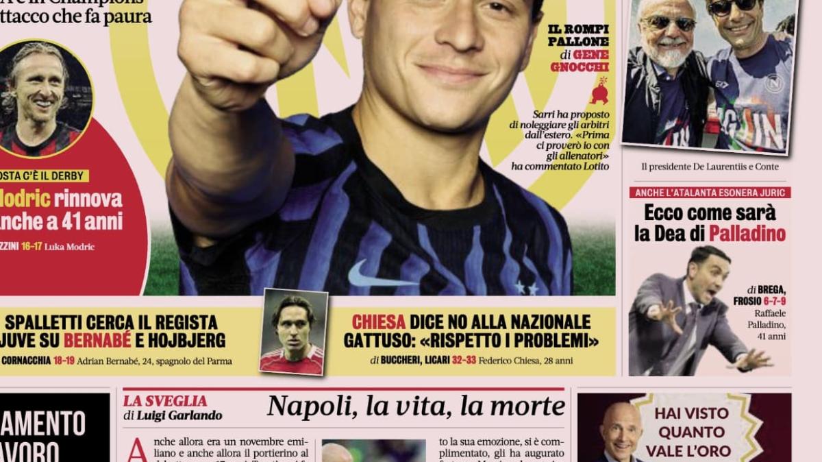 PRIMA PAGINA - La Gazzetta dello Sport: "Ecco come sarà la Dea di Palladino"