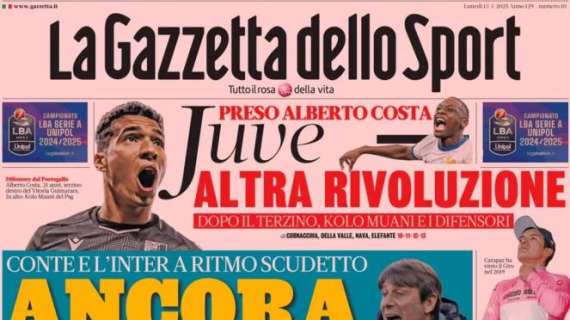 Conte e l'Inter a ritmo Scudetto, La Gazzetta dello Sport in apertura: "Ancora loro"