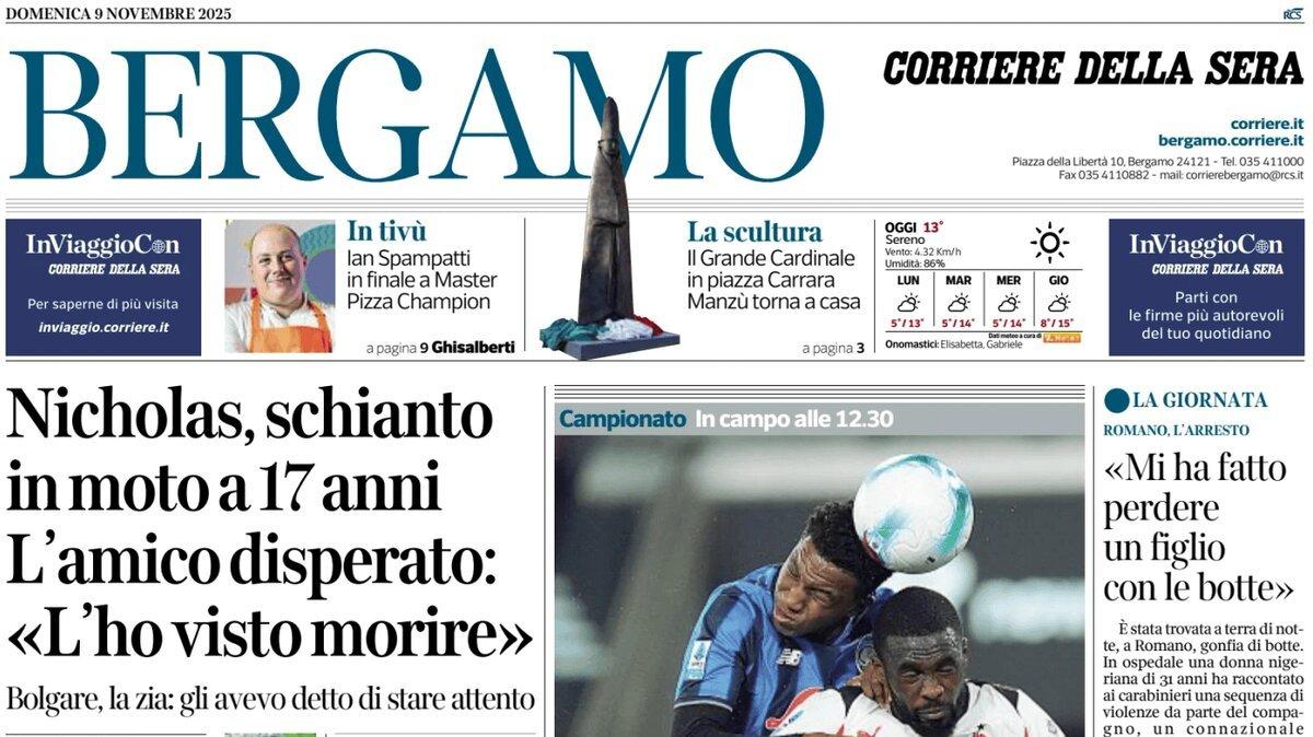 PRIMA PAGINA - Corriere di Bergamo: Juric: "Adesso dobbiamo crederci"