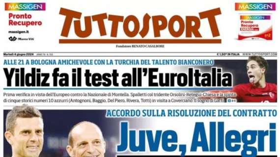 L'apertura di Tuttosport: "Juve, Allegri paga Thiago"