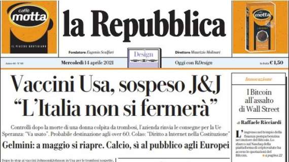 La Repubblica - Vaccini Usa, sospeso J&J. "L'Italia non si fermerà"