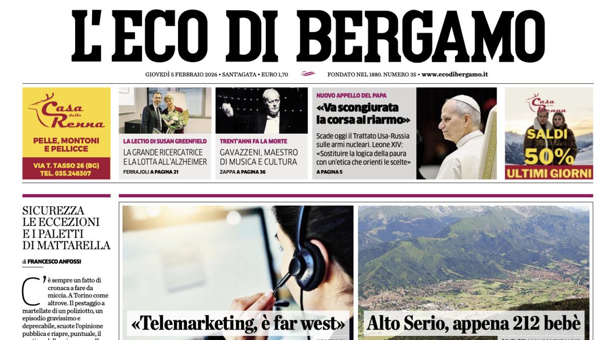 PRIMA PAGINA - L'Eco di Bergamo: "Atalanta, con la Juve in palio le semifinali di Coppa Italia"