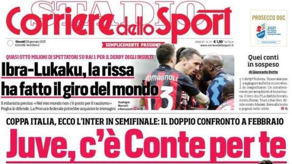 Corriere dello Sport in apertura: "L'Atalanta passa in dieci"