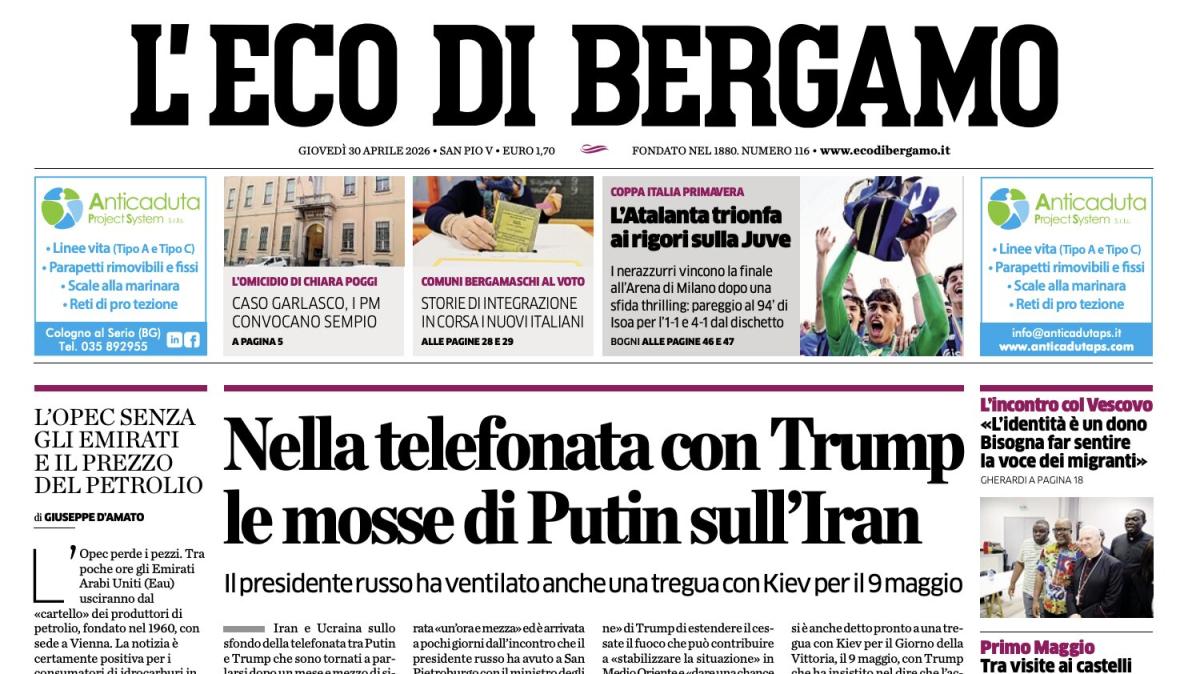 PRIMA PAGINA - L'Eco di Bergamo: "L'Atalanta Primavera trionfa ai rigori sulla Juve"