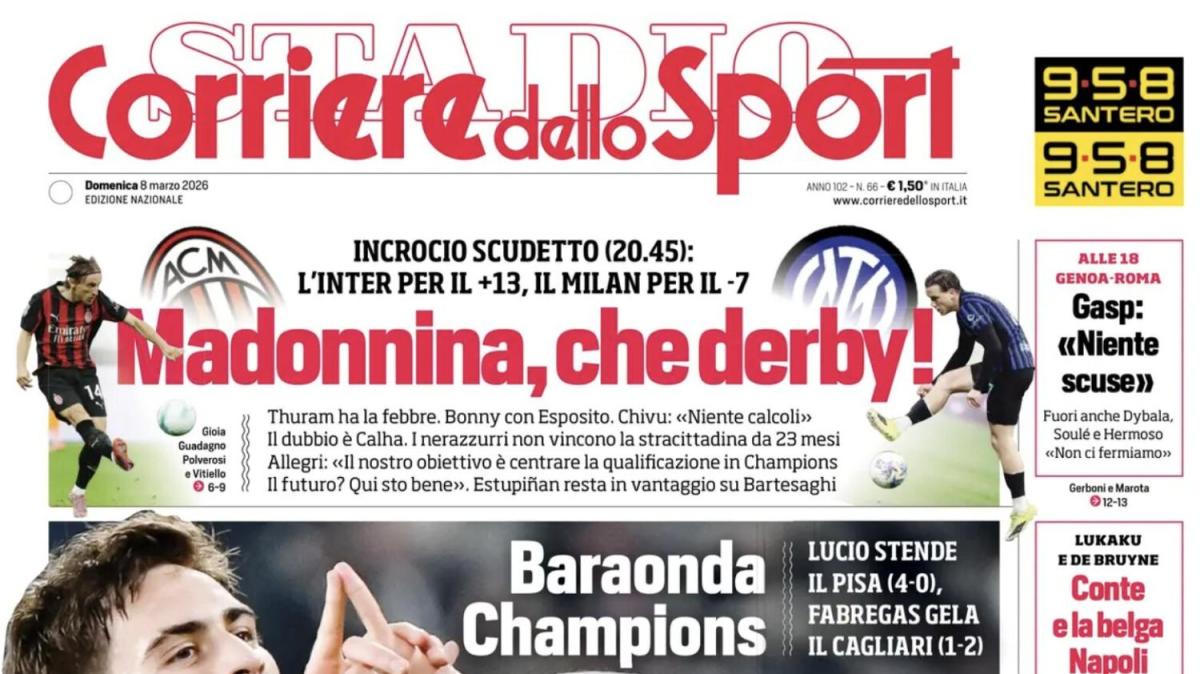 PRIMA PAGINA - Corriere dello Sport: "Madonnina, che derby!"