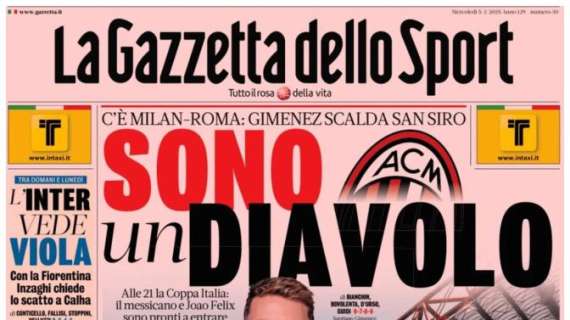 L'apertura de La Gazzetta dello Sport: "Gimenez scalda San Siro: «sono un Diavolo»"