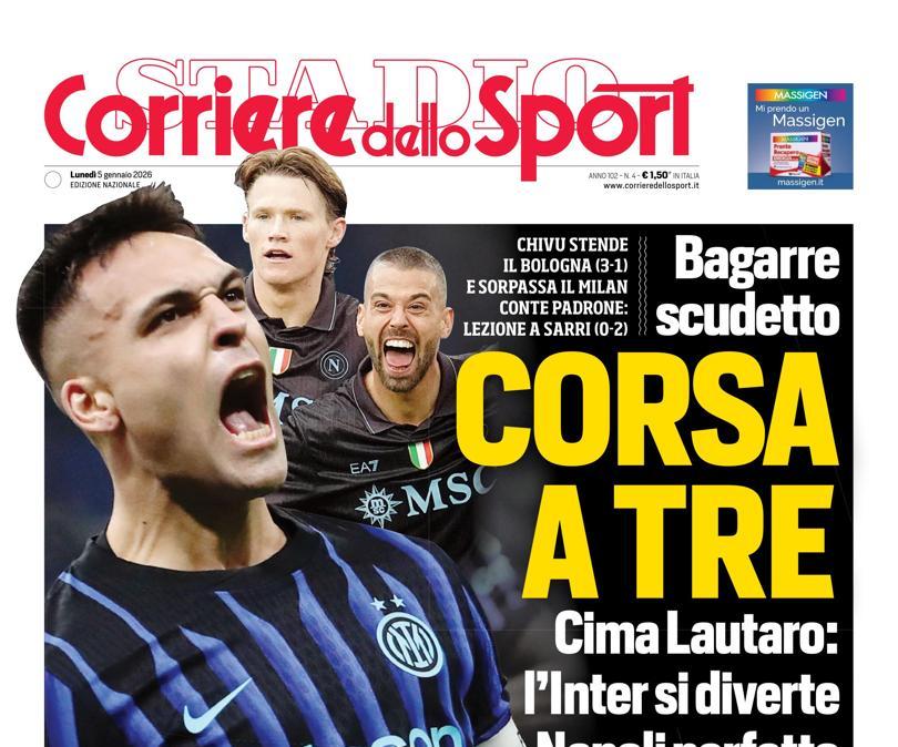 PRIMA PAGINA - Corriere dello Sport: "Corsa a tre"