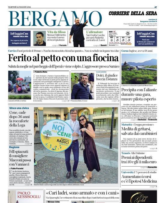 PRIMA PAGINA - Corriere di Bergamo: "L’allenatore Sarri tratta l’uscita, poi sarà Atalanta: contratto di 3 anni"