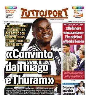 Tuttosport apre: "La Juve stringe per Gonzalez e Koopmeiners. Kalulu si presenta"