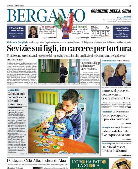 PRIMA PAGINA - Corriere di Bergamo:  "Alexandrina Mihai, marcia e sogni: «Olimpiadi in testa»"