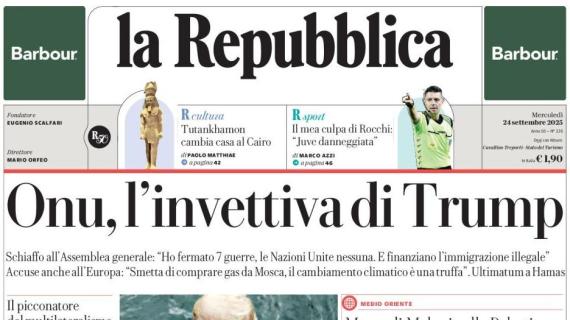 PRIMA PAGINA - la Repubblica: "Onu, l’invettiva di Trump"