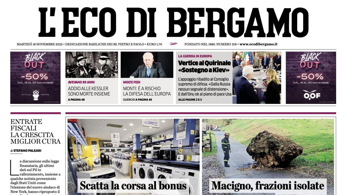 PRIMA PAGINA - L’Eco di Bergamo: "La Paladina-Sedrina divide. Sì o no, il dibattito si scalda"