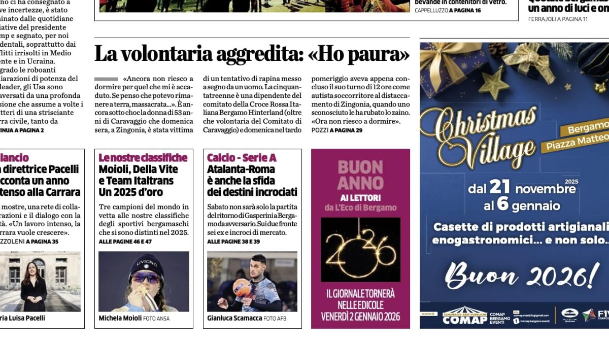 PRIMA PAGINA - L'Eco di Bergamo: "Atalanta-Roma è anche la sfida dei destini incrociati"