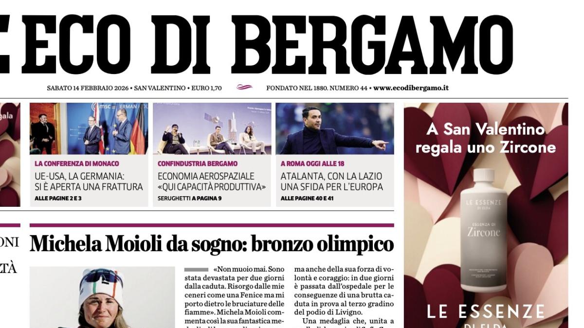 PRIMA PAGINA - L'Eco di Bergamo: "Atalanta, con la Lazio la sfida per l'Europa"