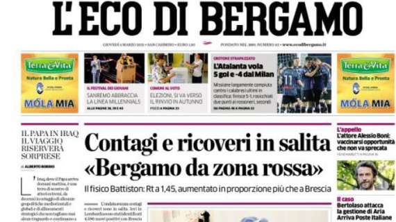 L'Eco di Bergamo: "Contagi e ricoveri in salita «Bergamo da zona rossa»"