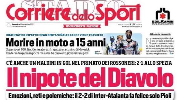 L'apertura del Corriere dello Sport dopo la prima rete di Maldini al Milan: "Il nipote del Diavolo"