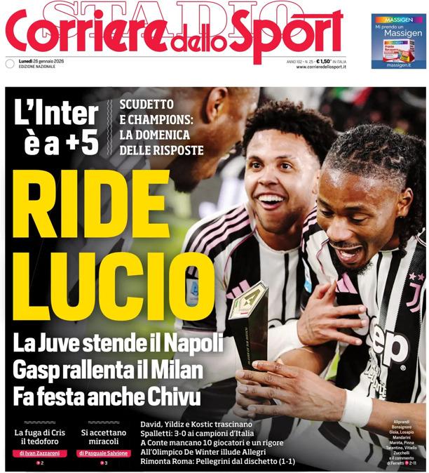 PRIMA PAGINA - Corriere dello Sport: "Ride Lucio"