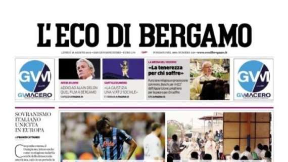 L'Eco di Bergamo in apertura: "Atalanta a Lecce, scoppia il caso Lookman"