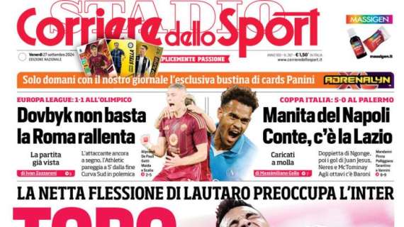 La prima pagina del Corriere dello Sport titola così su Lautaro: "Toro seduto"