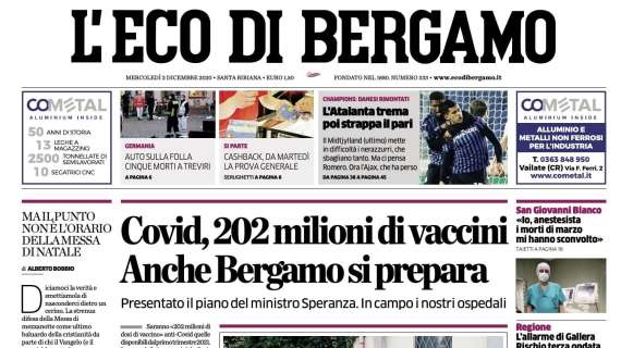 L'Eco di Bergamo: "Covid, 202 milioni di vaccini. Anche Bergamo si prepara"