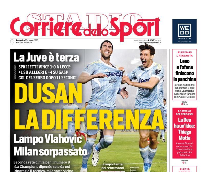 PRIMA PAGINA - Corriere dello Sport: "Dusan la differenza"