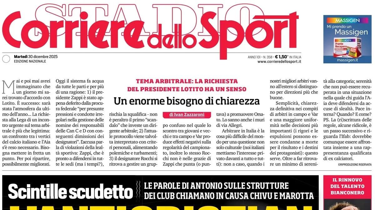 PRIMA PAGINA - Corriere dello Sport: "L'Anticristian"