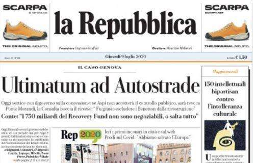 L'apertura de La Repubblica: "Ultimatum ad Autostrade"