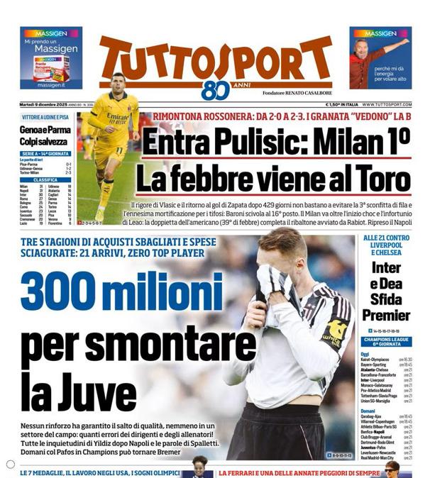 PRIMA PAGINA - TuttoSport: "300 milioni Premier per smontare la Juve"