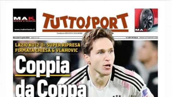 Tuttosport in prima pagina sul successo sulla Lazio: "Coppia da Coppa: così è Juve"