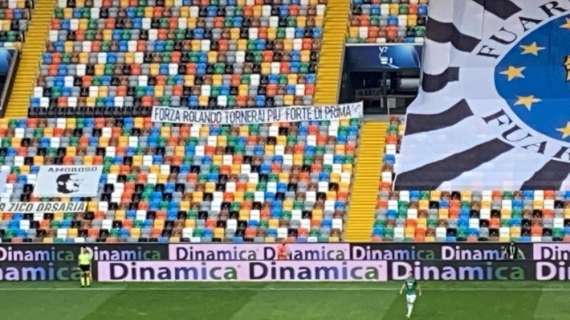 Udinese-Atalanta, striscione per Mandragora: "Forza Rolando tornerai più forte di prima"