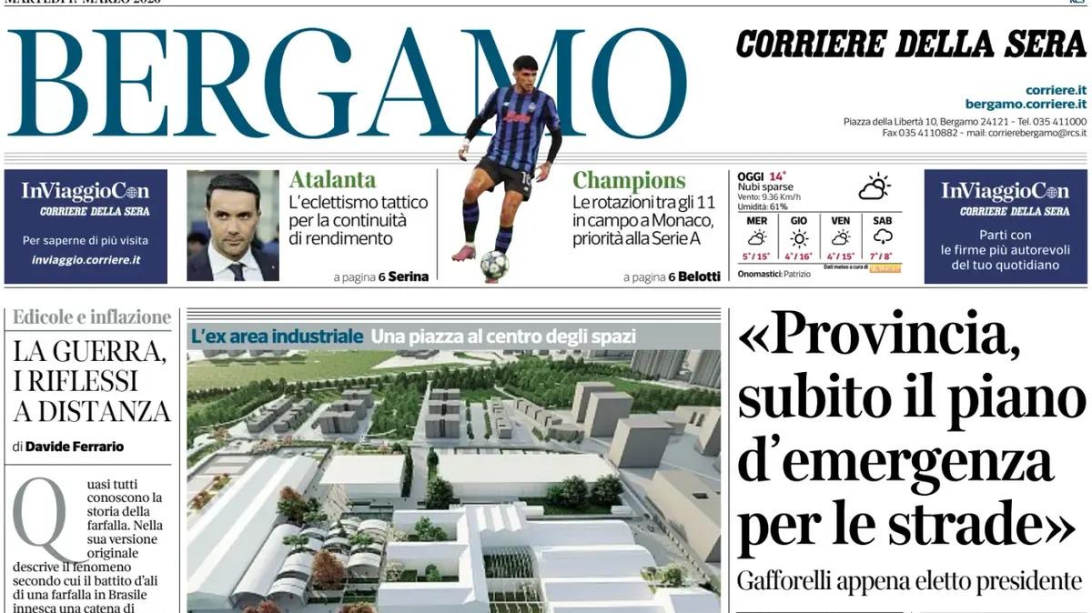 PRIMA PAGINA - Corriere di Bergamo: "L'eclettismo tattico per la continuità di rendimento"