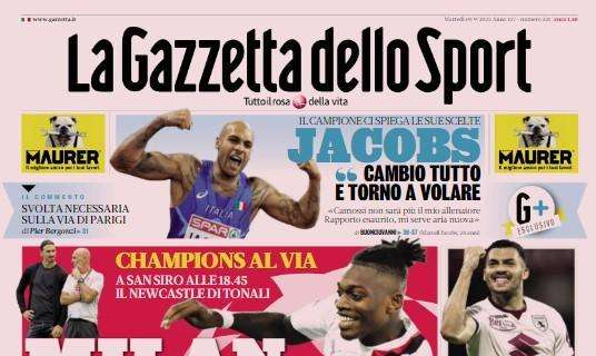 La Gazzetta dello Sport in apertura: "Milan tirati su. Inter, Sneijder: 'Thuram-Barella top'"