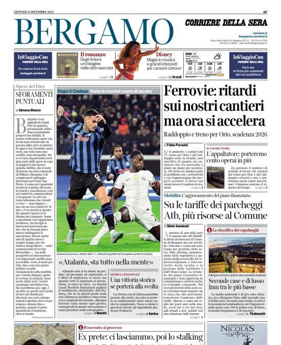 PRIMA PAGINA - Corriere di Bergamo «Atalanta, sta tutto nella mente»