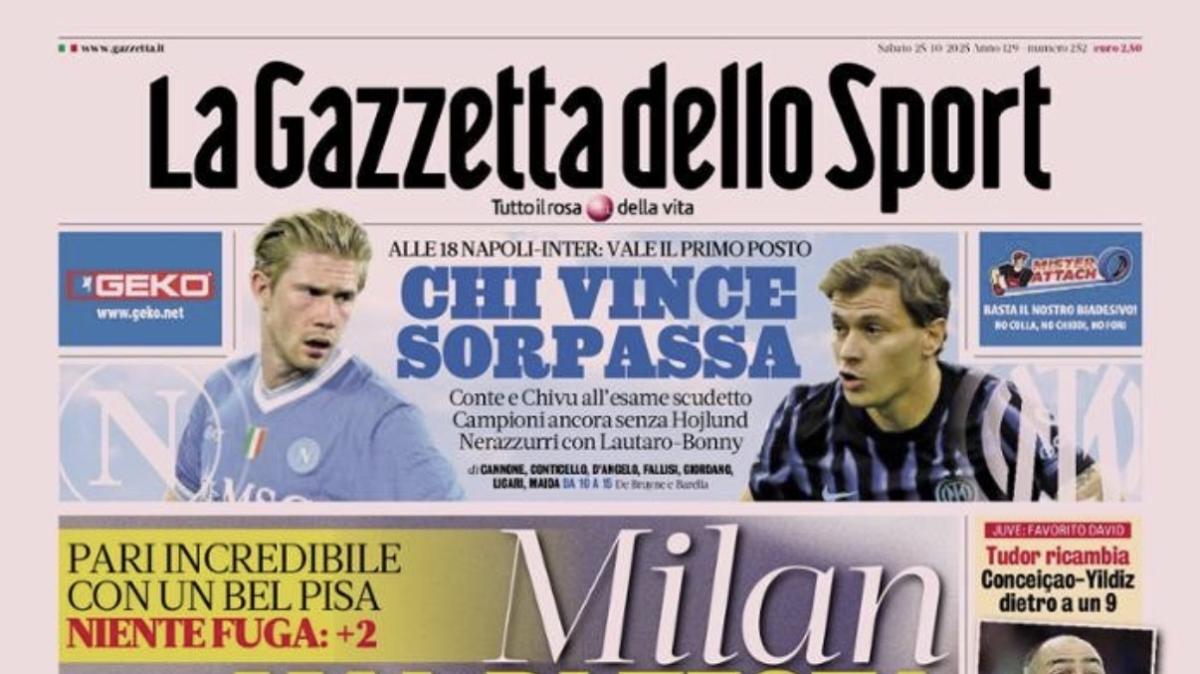 PRIMA PAGINA - La Gazzetta dello Sport: "Chi vince sorpassa"