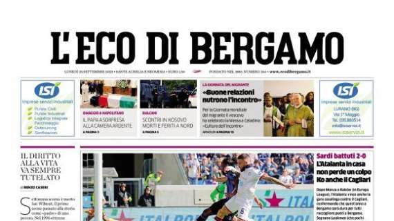 L'Eco di Bergamo: "L’Atalanta in casa non perde un colpo. Ko anche il Cagliari"