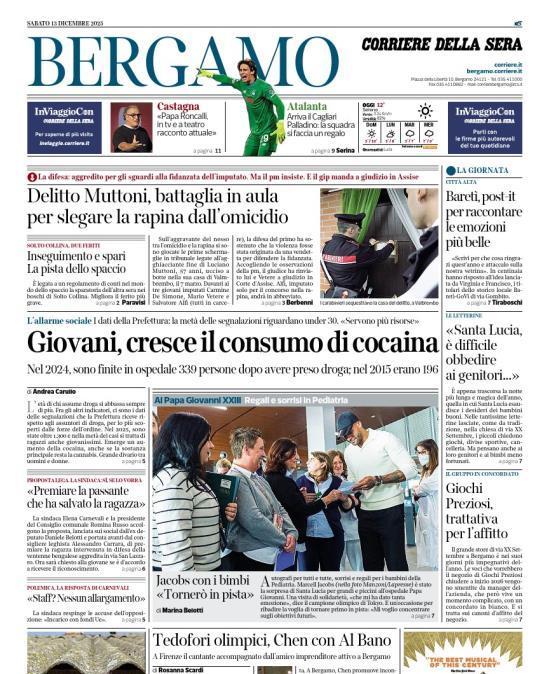 PRIMA PAGINA - Corriere di Bergamo: "Arriva il Cagliari Palladino: la squadra si faccia un regalo"