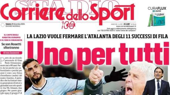 Conte-Inzaghi tifano Lazio. Il Corriere dello Sport apre: "Baroni sfida Gasp. Uno per tutti"