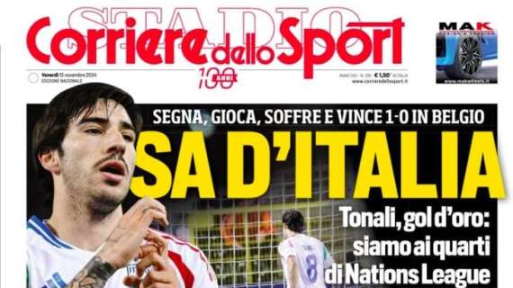 Il Corriere dello Sport titola: "Sa d'Italia. Tonali, gol d'oro: siamo ai quarti di Nations League"