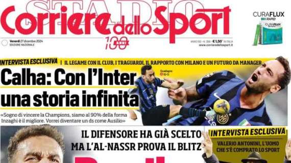 Il Corriere dello Sport in prima pagina sul mercato del Napoli: "Danilo, sì a Conte"