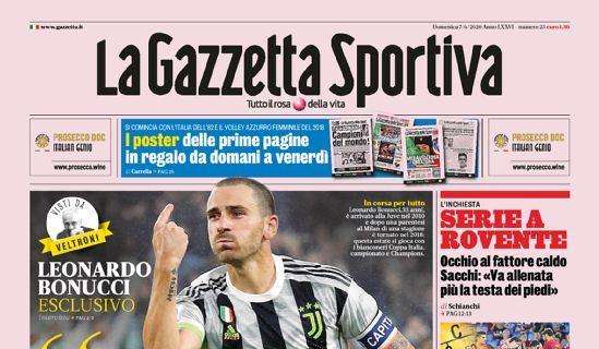 L'apertura de La Gazzetta dello Sport con Bonucci: "Scudetto e Champions, Juve pronta"