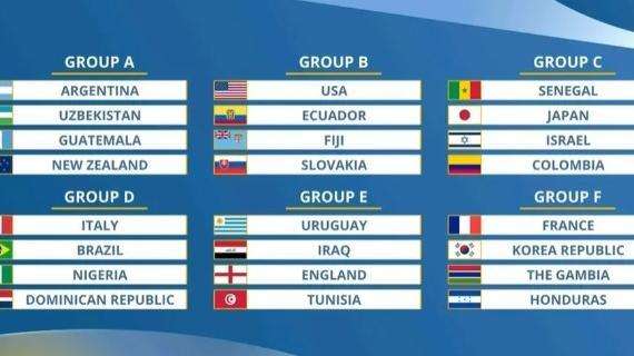 Mondiale Under 20, sorteggiati i gironi: Italia nel gruppo D con il fortissimo Brasile