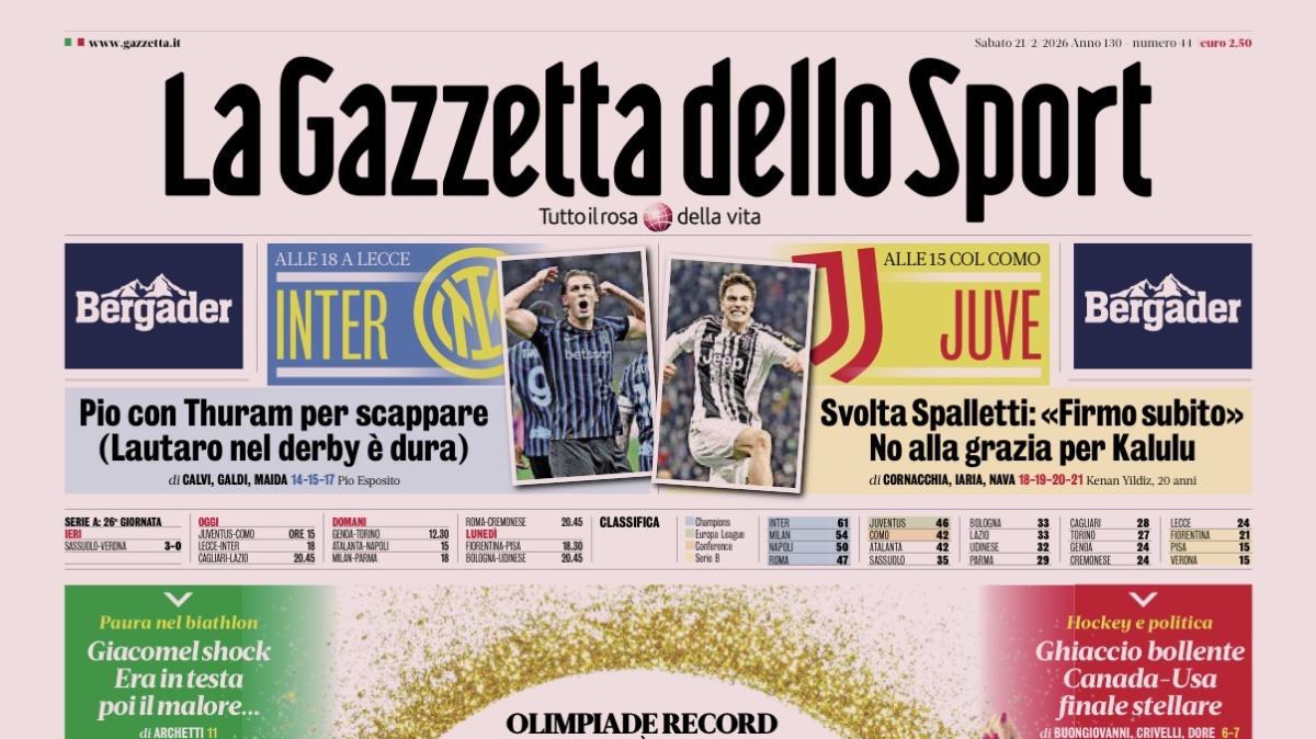 PRIMA PAGINA - La Gazzetta dello Sport: "Siamo da 10”