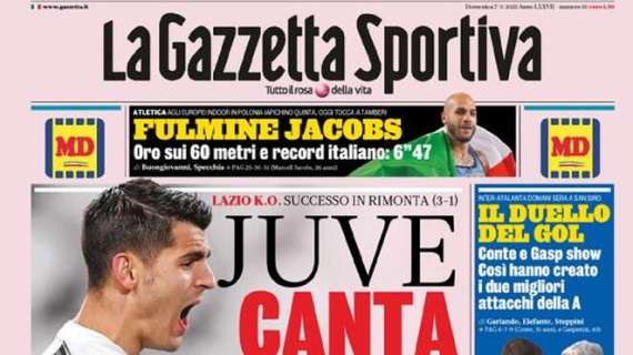 La Gazzetta dello Sport in apertura: "Juve, canta Morata. Emergenza Milan"
