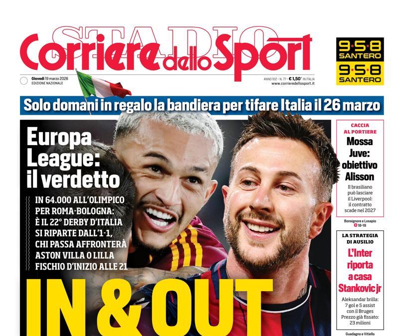 PRIMA PAGINA - Corriere dello Sport: "Atalanta, altro crollo. Osi fuori"