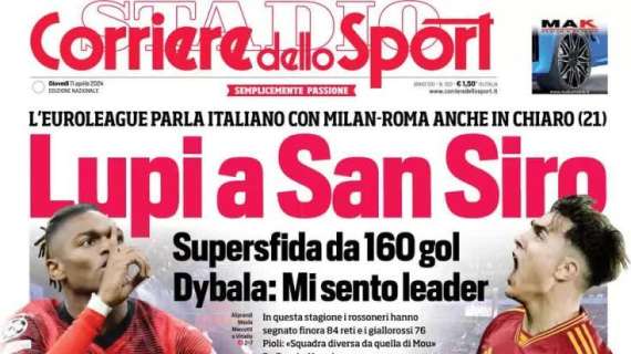 Il Corriere dello Sport apre sulla sfida europea tra Milan e Roma: "Lupi a San Siro"