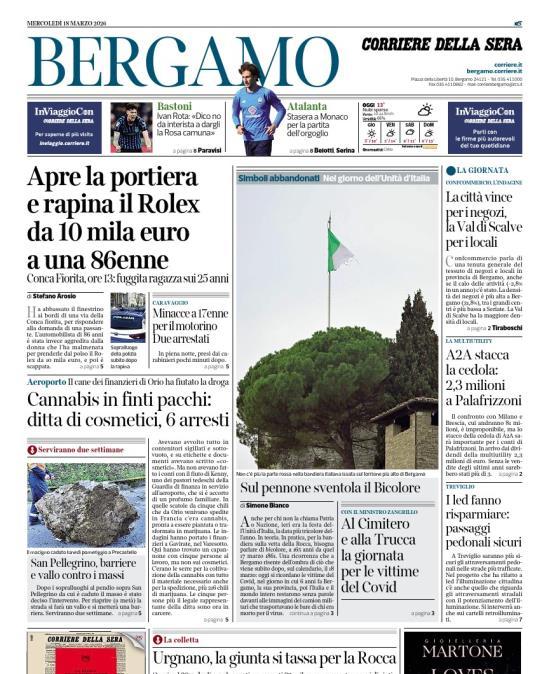 PRIMA PAGINA - Corriere di Bergamo:  "Atalanta: Stasera a Monaco perla partita dell’orgoglio"