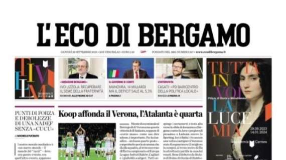 La Dea vince, L'Eco di Bergamo in apertura: "Koop affonda il Verona"